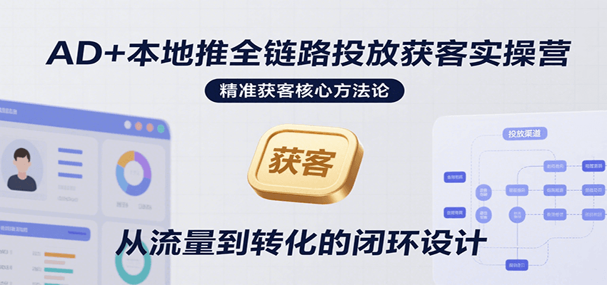 AD+本地推全链路投放获客实操营，快速掌握精准获客技巧，当天投放当天转化高效营销-创客空间