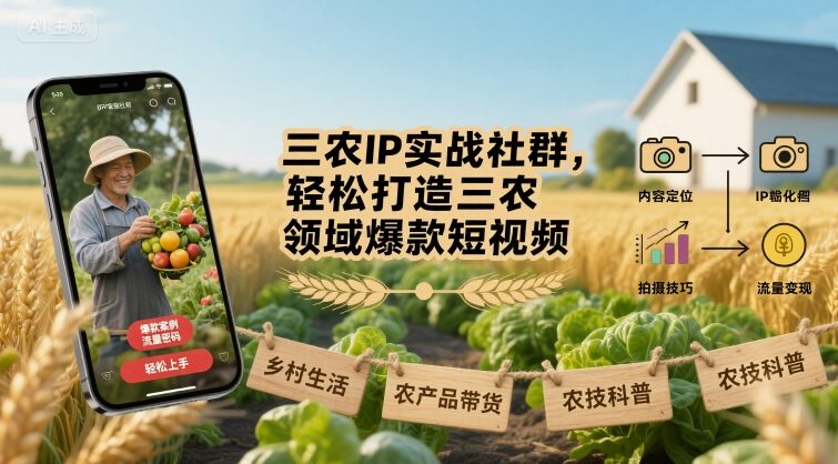 三农IP实战社群，轻松打造三农领域爆款短视频-创客空间
