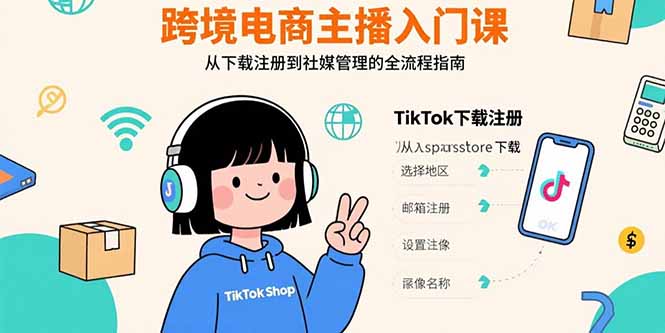 （15708期）跨境电商主播入门课，TikTok下载注册，支付工具配置，社媒账号管理全流程-创客空间