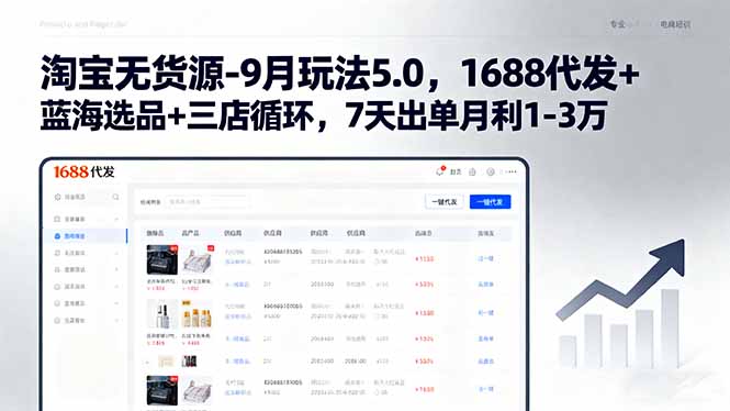 （15972期）淘宝无货源-9月玩法5.0，1688代发+蓝海选品+三店循环，7天出单月利1-3万-创客空间