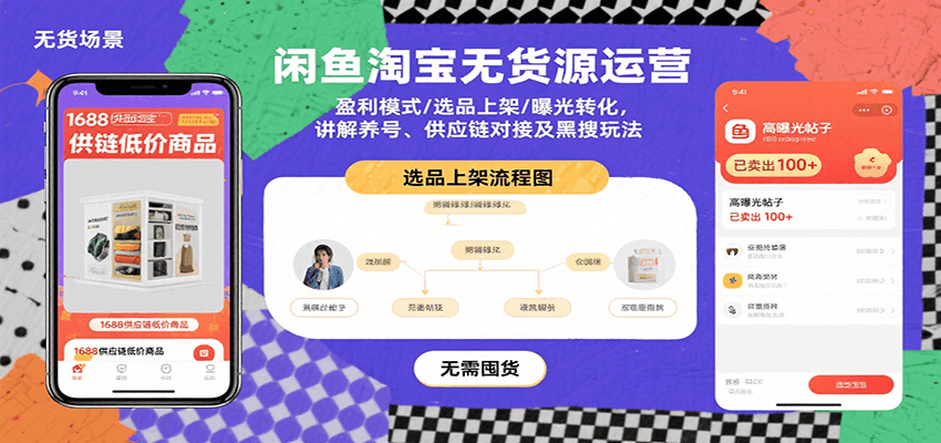 闲鱼淘宝无货源运营：盈利模式/选品上架/曝光转化，讲解养号、供应链对接及黑搜玩法-创客空间