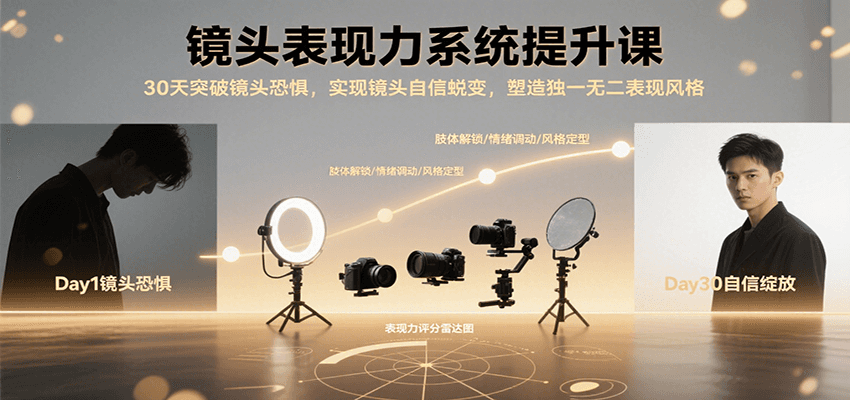 镜头表现力系统提升课，30天突破镜头恐惧实现自信蜕变，塑造独一无二表现风格-创客空间