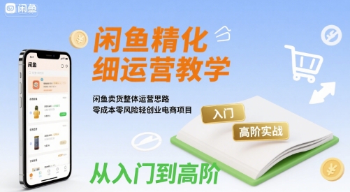 闲鱼精细化运营入门+高阶实战教学，闲鱼卖货整体运营思路，零成本零风险轻创业电商项目-创客空间