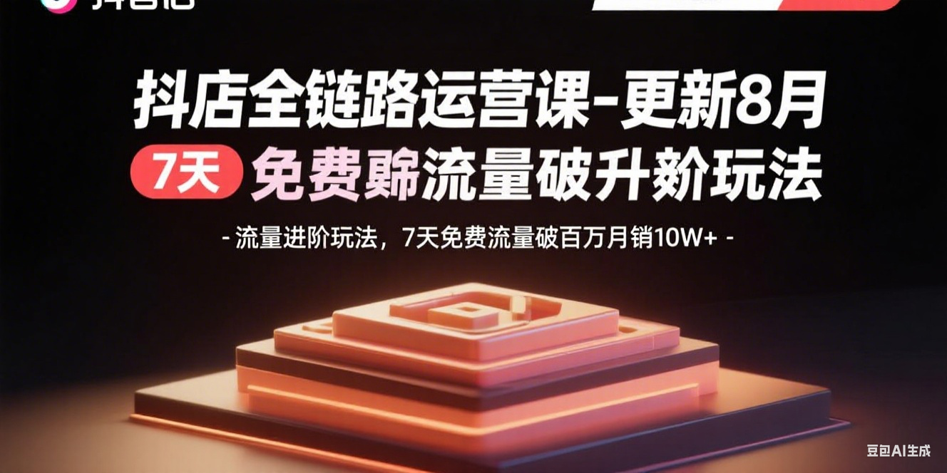 （15918期）抖店全链路运营课-更新8月：流量进阶玩法，7天免费流量破百万月销10W+-创客空间