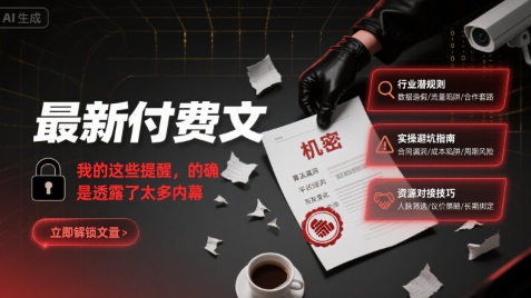 最新付费文：我的这些提醒，的确是透露了太多内幕-创客空间
