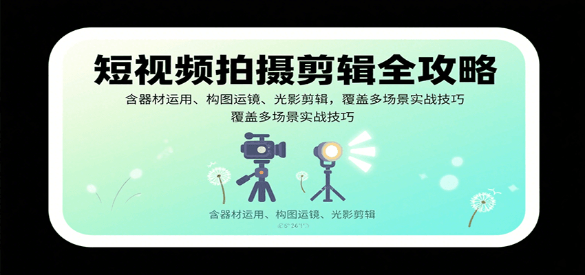 短视频拍摄剪辑全攻略：含器材运用、构图运镜、光影剪辑，覆盖多场景实战技巧-创客空间