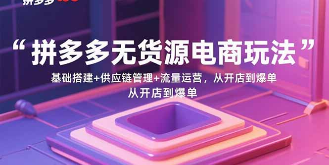 （15886期）拼多多无货源电商玩法：基础搭建+供应链管理+流量运营，从开店到爆单-创客空间