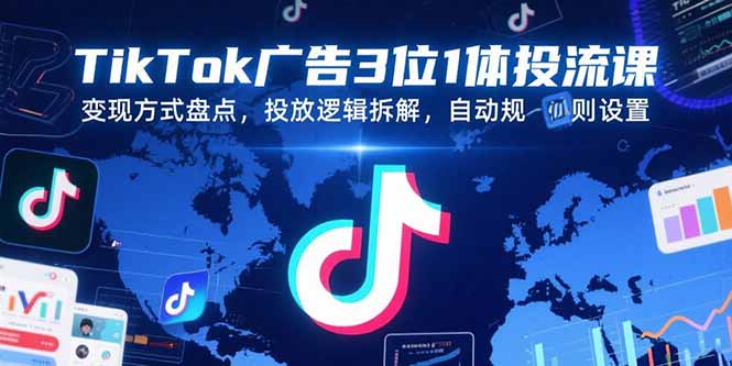 （15460期）TikTok广告3位1体投流课，变现方式盘点，投放逻辑拆解，自动规则设置-创客空间
