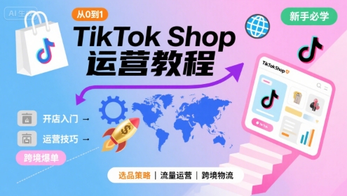 TikTok Shop从0到1运营教程，TikTok跨境电商新手必学课程-创客空间