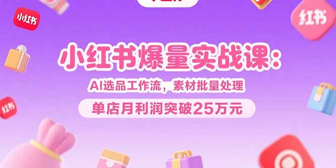 （15462期）小红书爆量实战课：AI选品工作流，素材批量处理，单店月利润突破25万元-创客空间