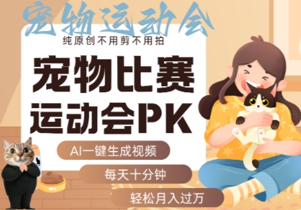 AI一键生成宠物比赛运动会PK视频，纯原创不用剪不用拍，每天十分钟，轻松月入过1W+-创客空间