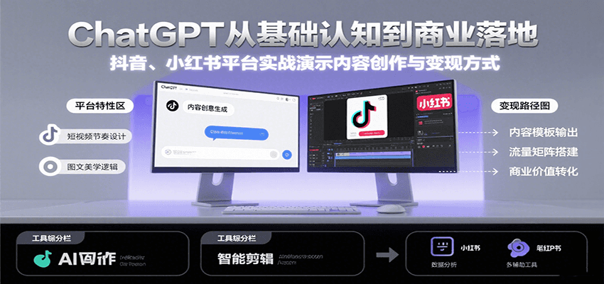 ChatGPT从基础认知到商业落地，实战演示抖音、小红书等平台的内容创作与变现-创客空间