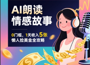 Ai朗读情感故事，0门槛，1天收入5张，每天10分钟，懒人捡美金全攻略-创客空间