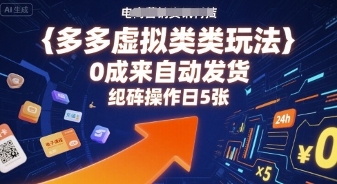 多多虚拟类目玩法，0成本全自动发货，矩阵操作日5张-创客空间
