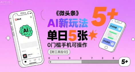 微头条AI新玩法，小白单日5张+，0门槛手机可操作【附工具指令】-创客空间