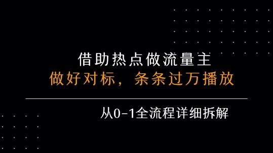 借力热点，乘顺风车玩流量主，条条过万播放， 每月收益5k+，从0-1全流程详细拆解-创客空间