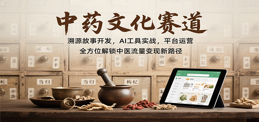 中药文化赛道：溯源故事开发，AI工具实战，平台运营，全方位解锁中医流量变现新路径-创客空间