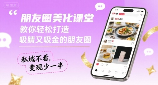 朋友圈美化课堂，教你轻松打造，吸睛又吸金的朋友圈，私域不看，变现少一半-创客空间