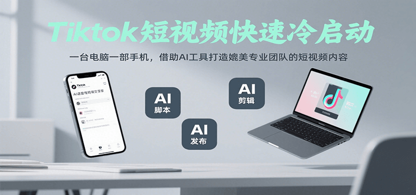 Tiktok短视频快速冷启动，一台电脑一部手机，借助AI工具打造媲美专业团队的短视频内容-创客空间