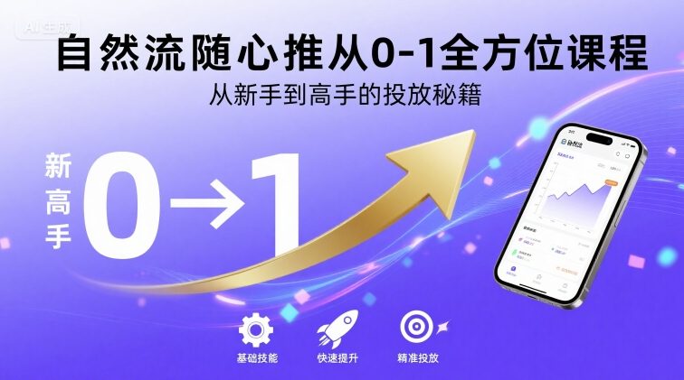 自然流随心推从0-1全方位课程，从新手到高手的投放秘籍-创客空间