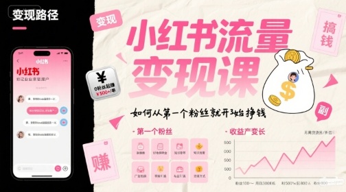 小红书流量变现课，如何从第一个粉丝就开始挣钱-创客空间