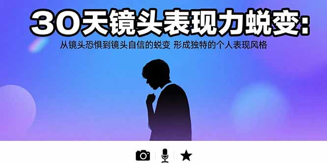 （15522期）30天镜头表现力蜕变：从镜头恐惧到镜头自信的蜕变 形成独特的个人表现风格-创客空间