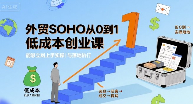 外贸SOHO从0到1低成本创业课，能够立刻上手实操与落地执行-创客空间