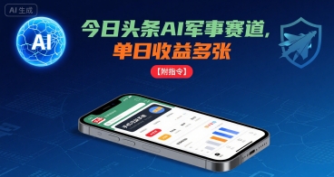 今日头条AI军事赛道，单日收益多张 ，手机可做【附指令】-创客空间