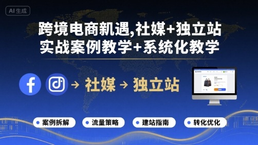 跨境电商新机遇，社媒+独立站，实战案例教学+系统化教学-创客空间