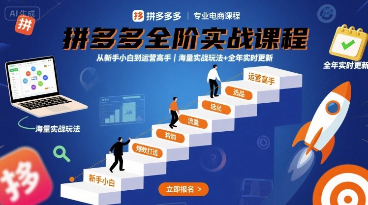 拼多多全阶实战课程，从新手小白到运营高手，海量实战玩法+全年实时更新【2025年9月更新】-创客空间