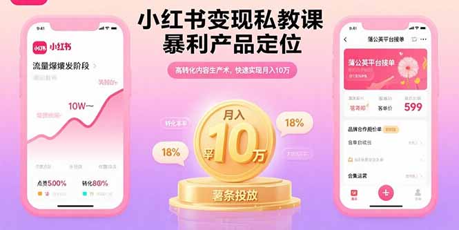 （15859期）小红书变现私教课，暴利产品定位，高转化内容生产术，快速实现月入10万-创客空间