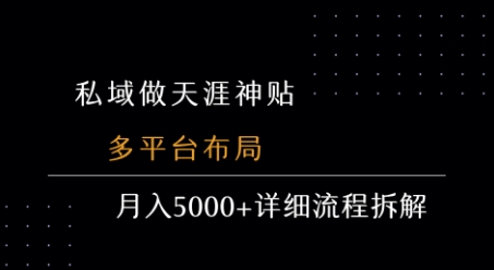 私域做天涯神贴 多平台布局 月入5k+详细流程拆解-创客空间