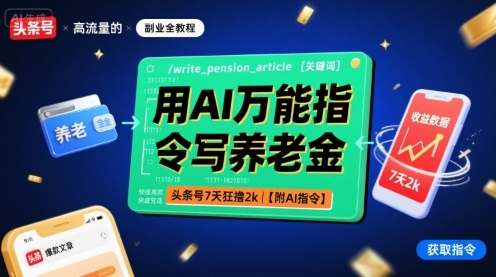 用AI万能指令写养老金，头条号7天狂撸2k【附AI指令】-创客空间